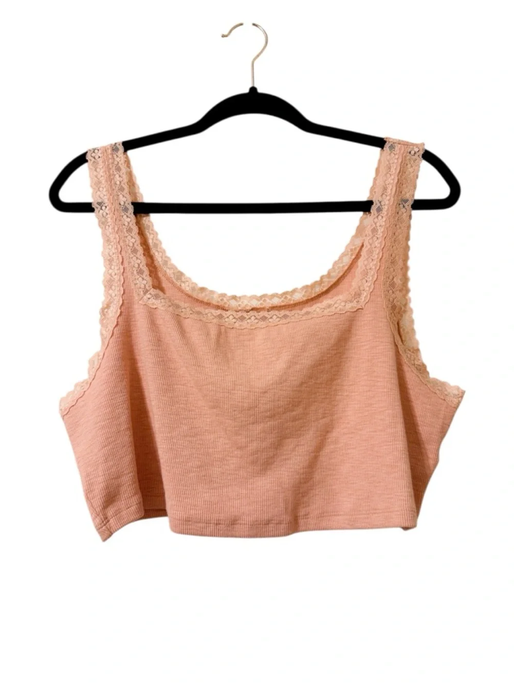 NWT Aeropostale Dusty Coral Lace Trim Cropped Tank Top Size XXL - Picture 1 of 7